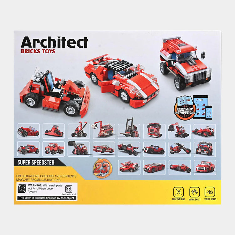 Architect Creator - 23 in 1 Super Speedster Race Car Building Blocks Set (278+ Pieces)