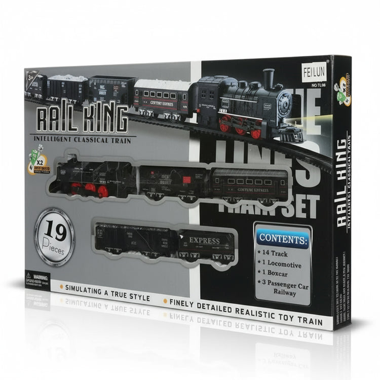 Rail King Intelligent Classical Train Set – 19 Pcs Battery-Operated Toy