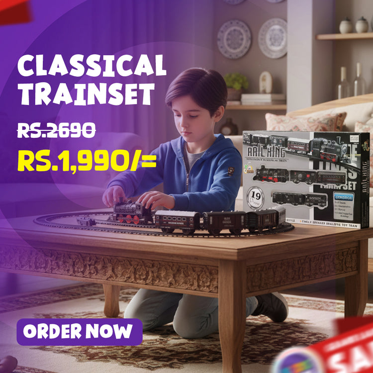 Rail King Intelligent Classical Train Set – 19 Pcs Battery-Operated Toy