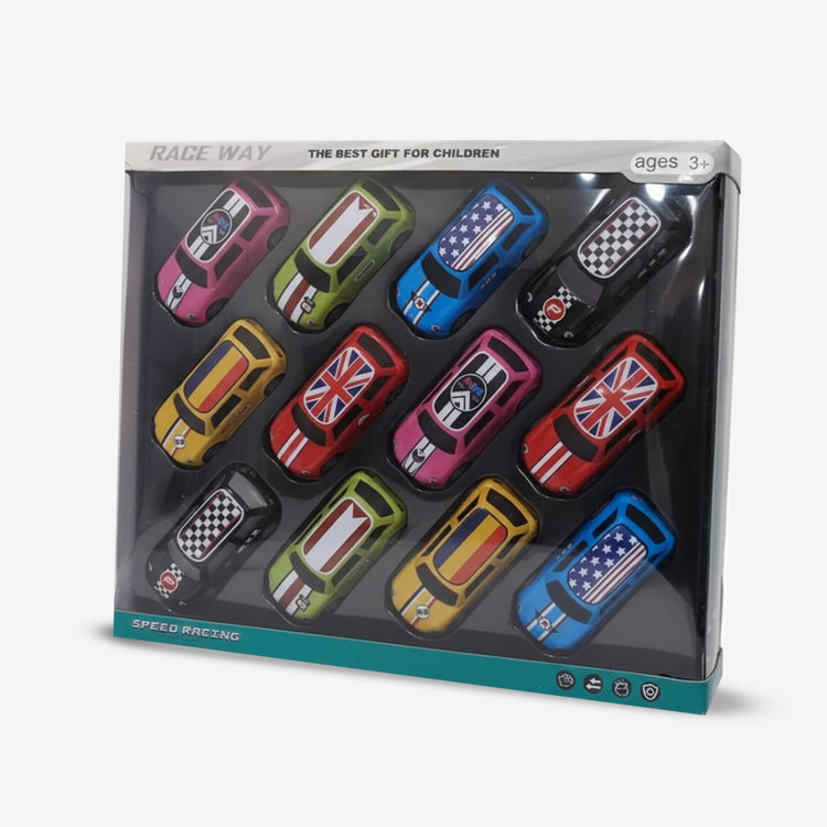 Pull Back Diecast Metal Car Set – 12pcs with Rubber Tires