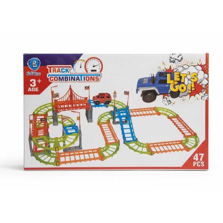 Race Track Car Adventure Toy Set for Kids – 47 Piece City Rescue Playset