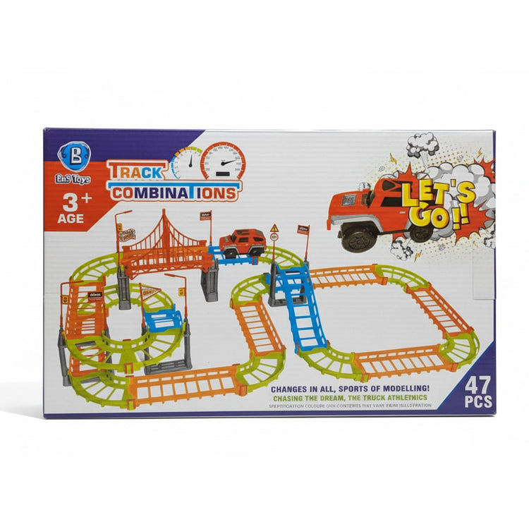 Race Track Car Adventure Toy Set for Kids – 47 Piece City Rescue Playset
