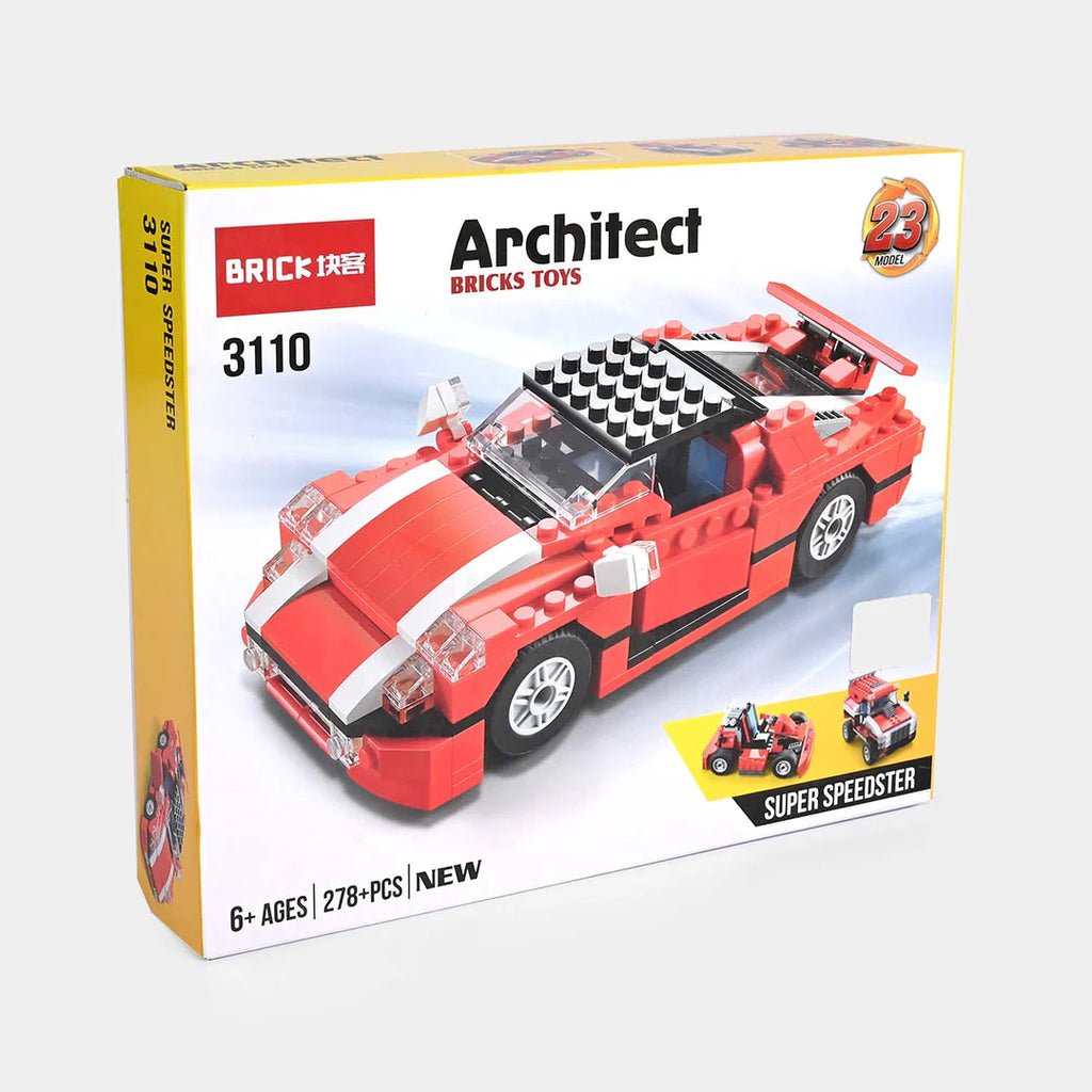 Architect Creator - 23 in 1 Super Speedster Race Car Building Blocks Set (278+ Pieces)