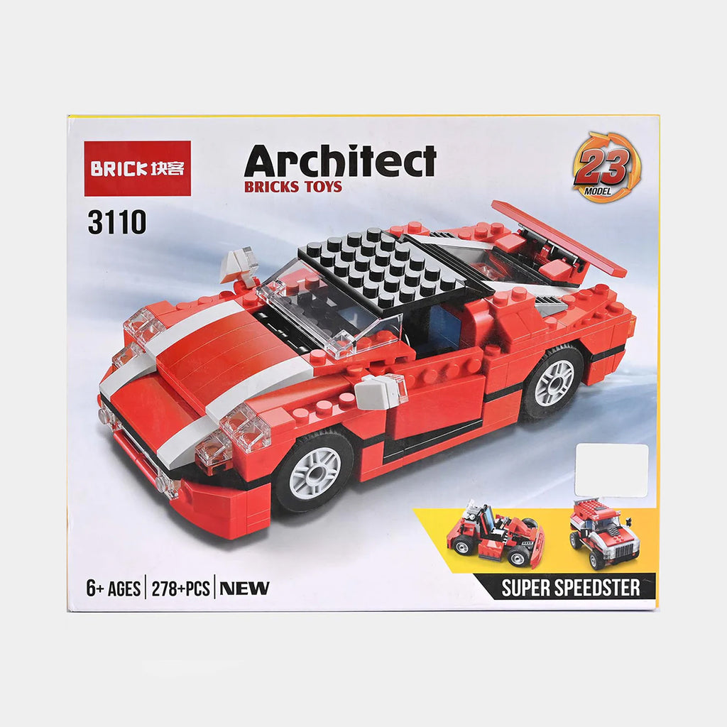 Architect Creator - 23 in 1 Super Speedster Race Car Building Blocks Set (278+ Pieces)