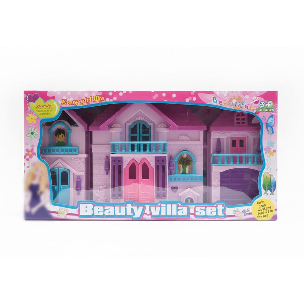 Happy Family Villa Doll House for Girls – Lovely Pink Playset