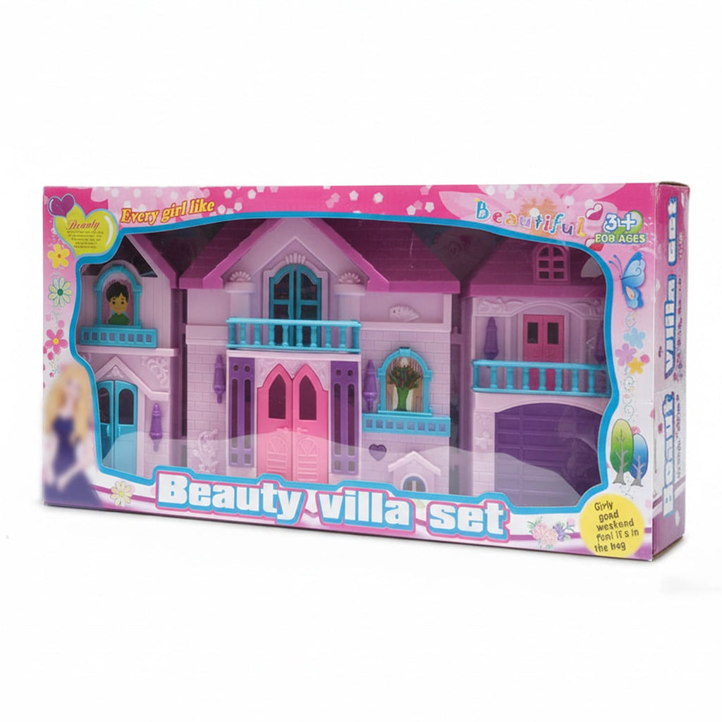 Happy Family Villa Doll House for Girls – Lovely Pink Playset