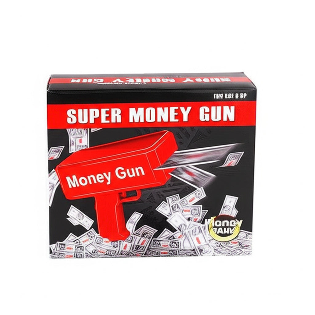 Super Money Gun – Paper Spray Cash Toy with 100 Dummy Notes
