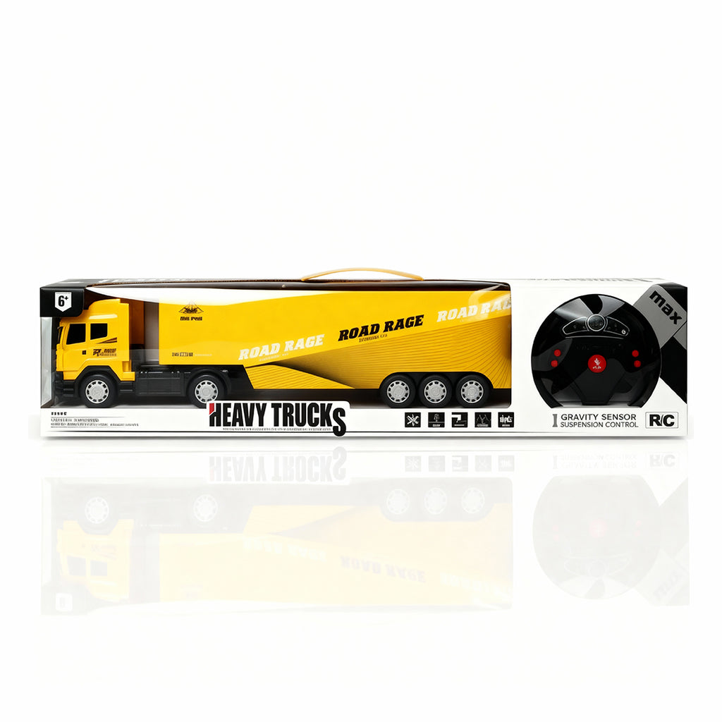 Remote Control Heavy Container Truck – Steering Wheel Remote | Rechargeable Imported RC Truck for Kids