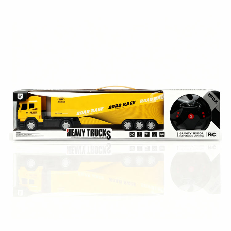Remote Control Heavy Container Truck – Steering Wheel Remote | Rechargeable Imported RC Truck for Kids