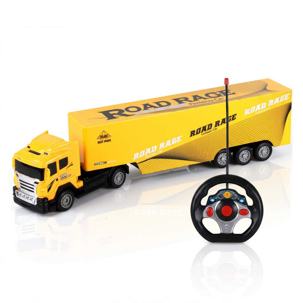 Remote Control Heavy Container Truck – Steering Wheel Remote | Rechargeable Imported RC Truck for Kids