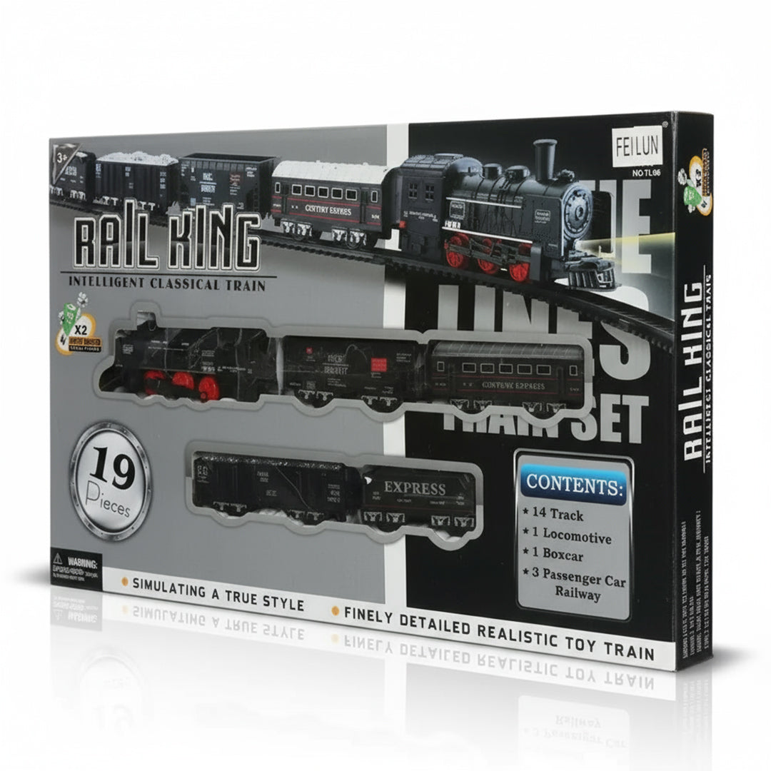 Rail King Intelligent Classical Train Set – 19 Pcs Battery-Operated Toy
