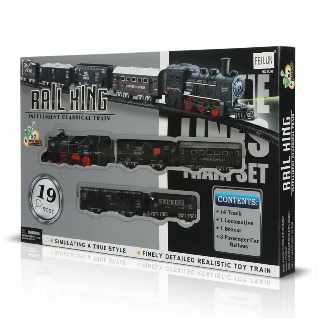 Rail King Intelligent Classical Train Set – 19 Pcs Battery-Operated Toy