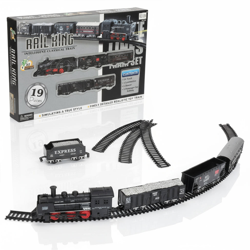 Rail King Intelligent Classical Train Set – 19 Pcs Battery-Operated Toy