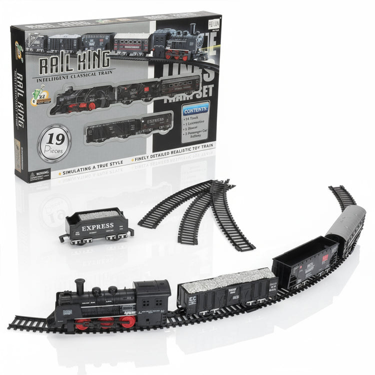 Rail King Intelligent Classical Train Set – 19 Pcs Battery-Operated Toy