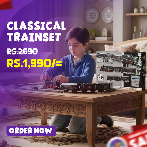 Rail King Intelligent Classical Train Set – 19 Pcs Battery-Operated Toy