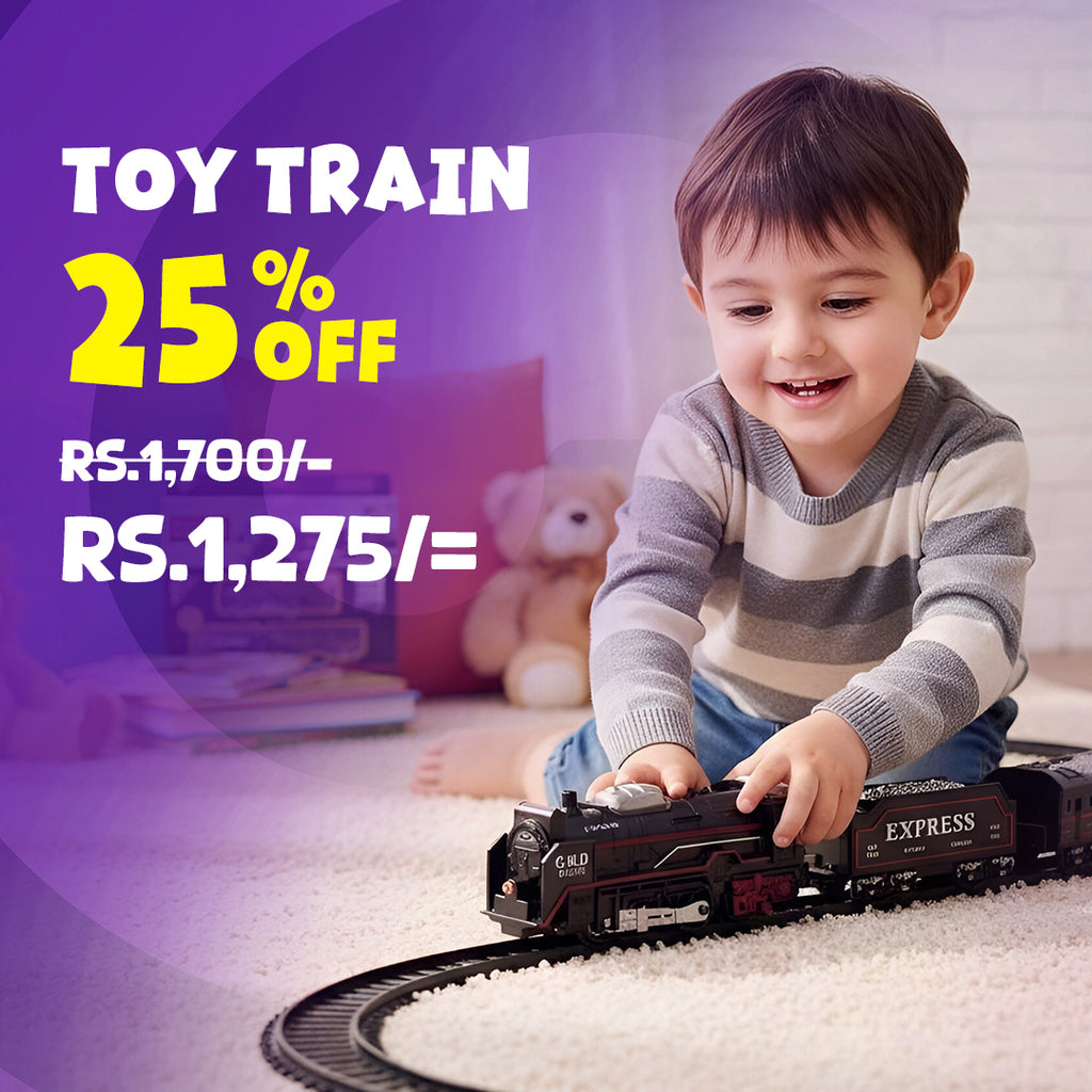 Black Battery Operated Train Toy with Headlight