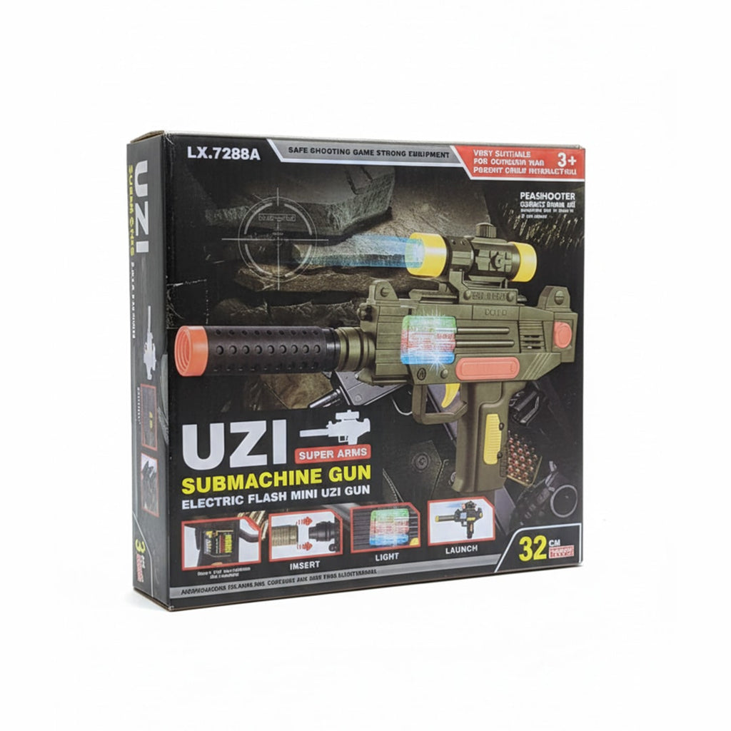 FunBlast Uzi Electric Mini Gun Toy for Kids – Light & Sound Battery Operated