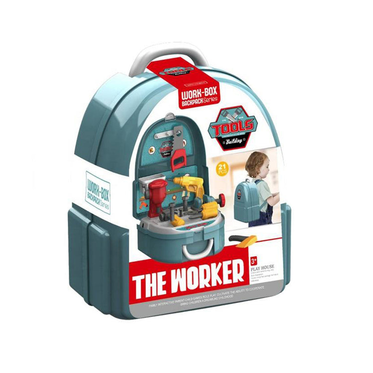 The Worker Construction Tools Set for Kids – 21 Piece Backpack Series