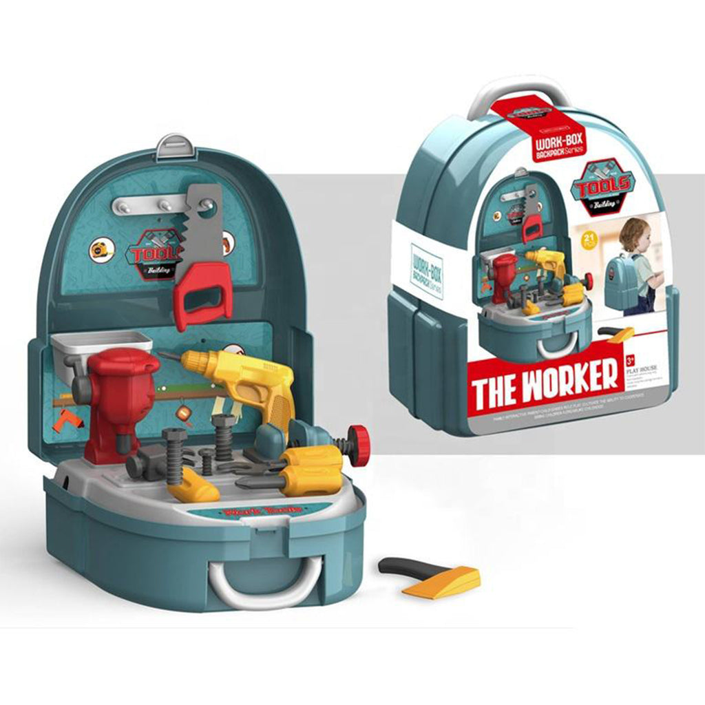 The Worker Construction Tools Set for Kids – 21 Piece Backpack Series